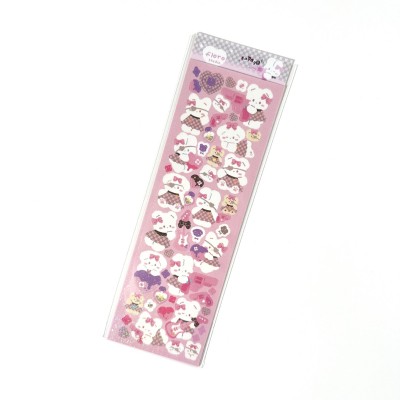 韩国爆款floro小白兔贴纸批发韩系镭射可爱卡通动物手账咕卡贴纸图3