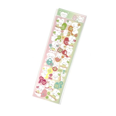 韩国爆款floro小白兔贴纸批发韩系镭射可爱卡通动物手账咕卡贴纸图4