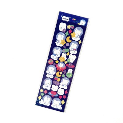 韩国爆款floro小白兔贴纸批发韩系镭射可爱卡通动物手账咕卡贴纸图9