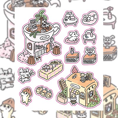 可爱英伦小狗贴纸ins韩系创意卡哇伊diy装饰素材咕卡手账贴纸贴画图6