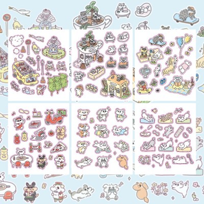 可爱英伦小狗贴纸ins韩系创意卡哇伊diy装饰素材咕卡手账贴纸贴画图3