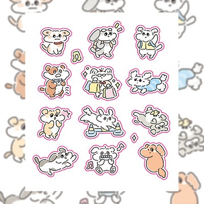 可爱英伦小狗贴纸ins韩系创意卡哇伊diy装饰素材咕卡手账贴纸贴画图7