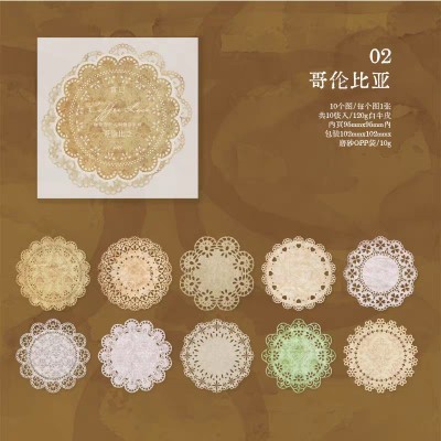 言己 咖染蕾丝 复古咖啡蕾丝花边镂空晕染素材纸手帐装饰打底纸图4