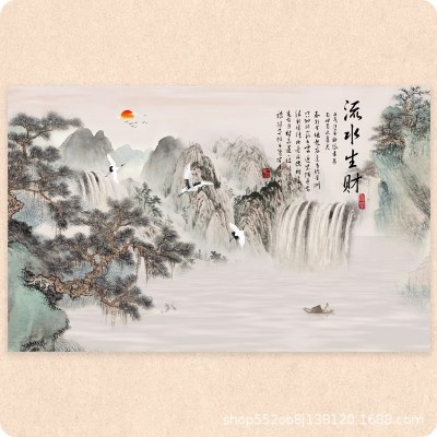 宣纸微喷打印定制书法作品卷轴手卷定制白仿古色国画洒金装裱定做图2