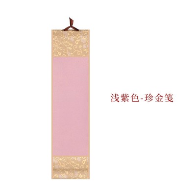 迷你小号卷轴复古蜡染挂画半生熟空白挂轴书法国画小手卷鎏金竖轴图3