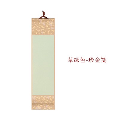 迷你小号卷轴复古蜡染挂画半生熟空白挂轴书法国画小手卷鎏金竖轴图4