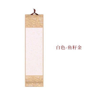 迷你小号卷轴复古蜡染挂画半生熟空白挂轴书法国画小手卷鎏金竖轴图9