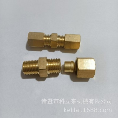 黄铜双卡套式对接接头 直通卡套接头 气路卡套接头 油令头卡套图3