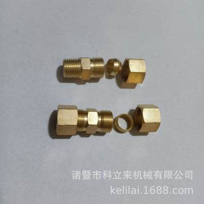 黄铜双卡套式对接接头 直通卡套接头 气路卡套接头 油令头卡套图2