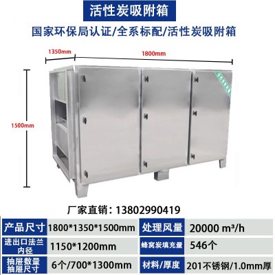 不锈钢活性碳箱带干式过滤粉尘净化箱漆雾二级活性炭吸附箱排风图2