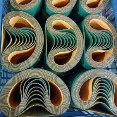 黄绿尼龙片基带锭带 双面蓝耐磨平皮带 木工锣机糊盒机传动带图3