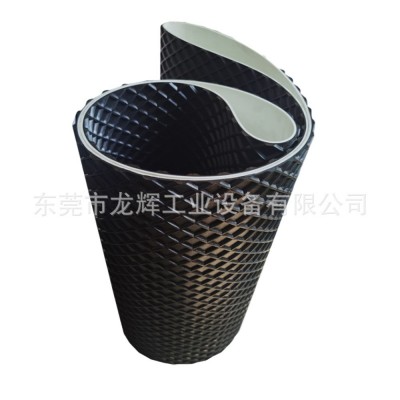 龙辉工业流水线皮带 黑色菱形格PVC木材输送带 木工砂光机传送带图2
