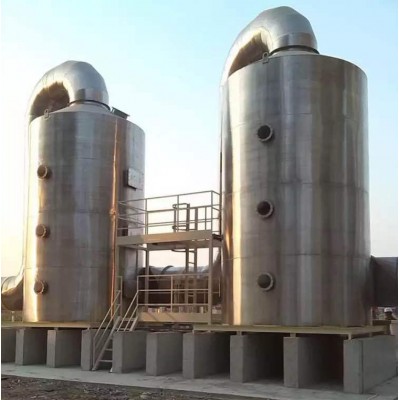 定制PP喷淋洗涤塔喷漆废气处理净化设备立式PP填料除雾环保排风图2