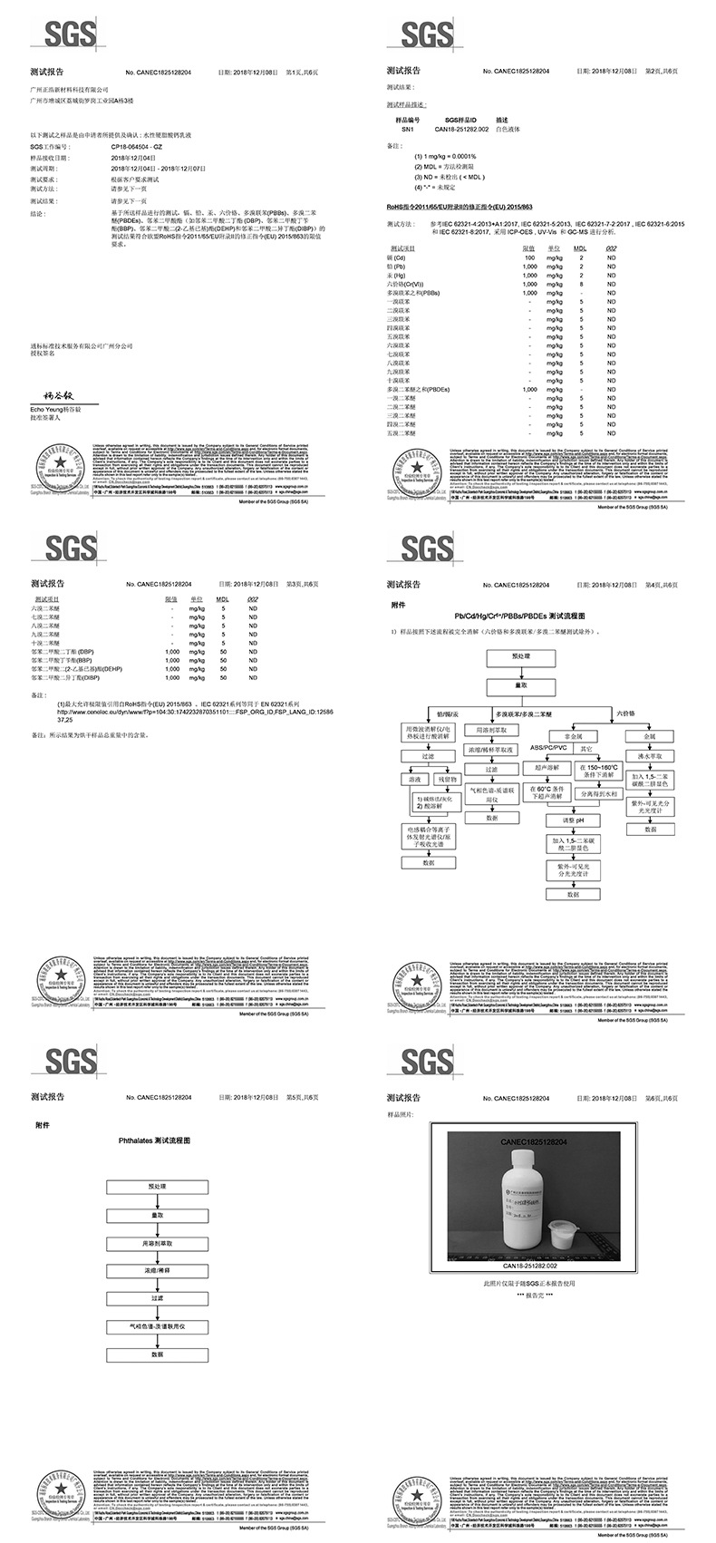 水性硬脂酸钙SGS中文