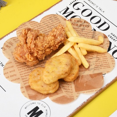 花边吸油纸报纸印花小吃薯条炸鸡垫纸食品烘焙汉堡披萨防油纸批发图2