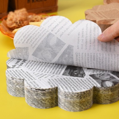 花边吸油纸报纸印花小吃薯条炸鸡垫纸食品烘焙汉堡披萨防油纸批发图3