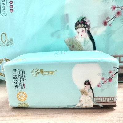 可湿水面巾纸货号LJN-018-10包一提原生木浆家用加厚四边压花抽纸