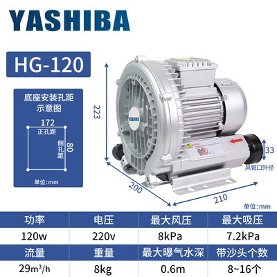 YASHIBA高压气泵漩涡风机工业吹吸旋涡气泵鱼塘曝气增 氧机厂J直供图2