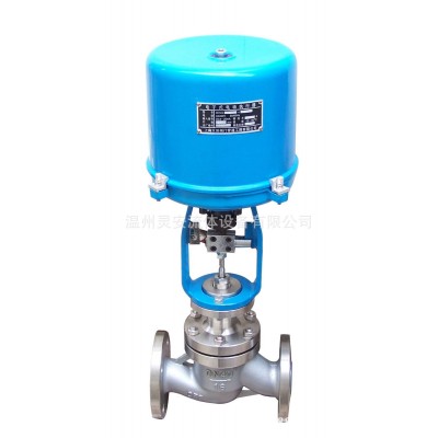 DN125电动调节阀 单座笼式套筒不锈钢铸钢衬氟直通三通法兰调节阀图2