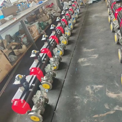 厂家直销气动三通旋塞阀气动三通球阀气动不锈钢三通球图2