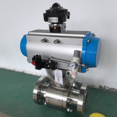 不锈钢气动法兰球阀防爆型耐石油管道气控阀门高温锻钢固定球阀图2