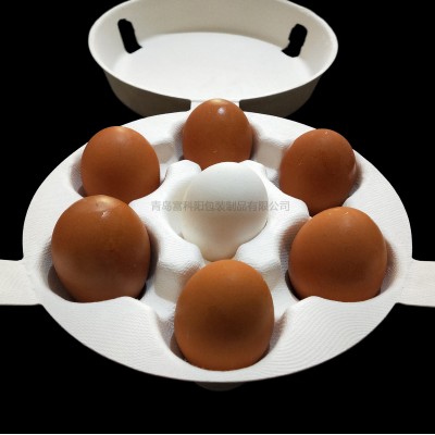 7枚装白浆纸质鸡蛋托 纸浆鸡蛋盒白色支持定制包装托盘纸浆模塑图2