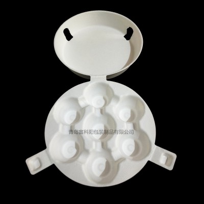 7枚装白浆纸质鸡蛋托 纸浆鸡蛋盒白色支持定制包装托盘纸浆模塑图3