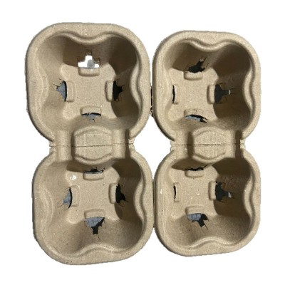 一次性奶茶杯托可拆单/双//四杯可降解纸浆外卖打包咖啡图5