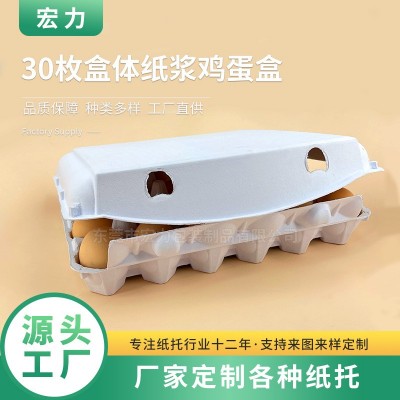 批发30枚盒体纸浆鸡蛋盒蓝光白A4纸浆鸡蛋托土鸡蛋运输缓冲鸡蛋盒