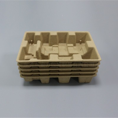 可降解干压瓦楞纸浆包装路由器内衬纸托盘减震防撞黄色纸托定制图5