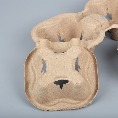 定制奶茶咖啡店用纸浆可拆2杯托 饮料外卖打包用纸浆2杯托底座图3