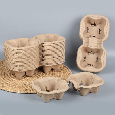 定制奶茶咖啡店用纸浆可拆2杯托 饮料外卖打包用纸浆2杯托底座图5