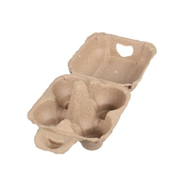 4枚装原色纸浆蛋托 鸡蛋包装用纸浆模塑厂家 4枚带盖鸡蛋托包装盒图3