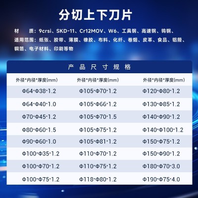 分切上下刀片碟形分切上刀圆形刀片圆刀片复卷机分切上刀 座刀架图2